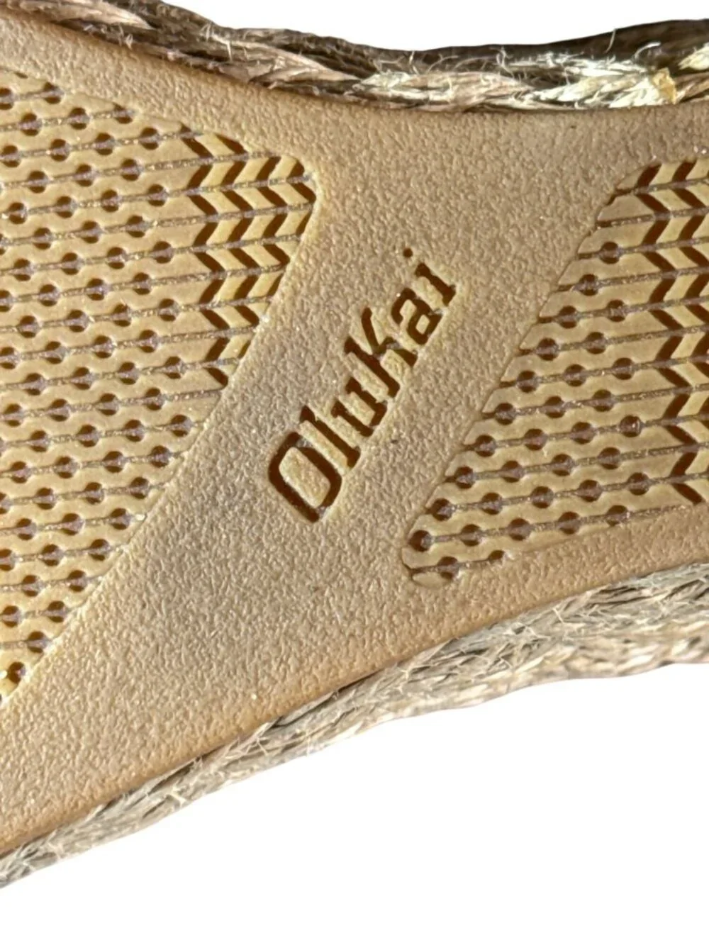 Olukai Lile Wedge Sandals Womens Sz 9 Beige Leather Upper Jute Platform Rubber S